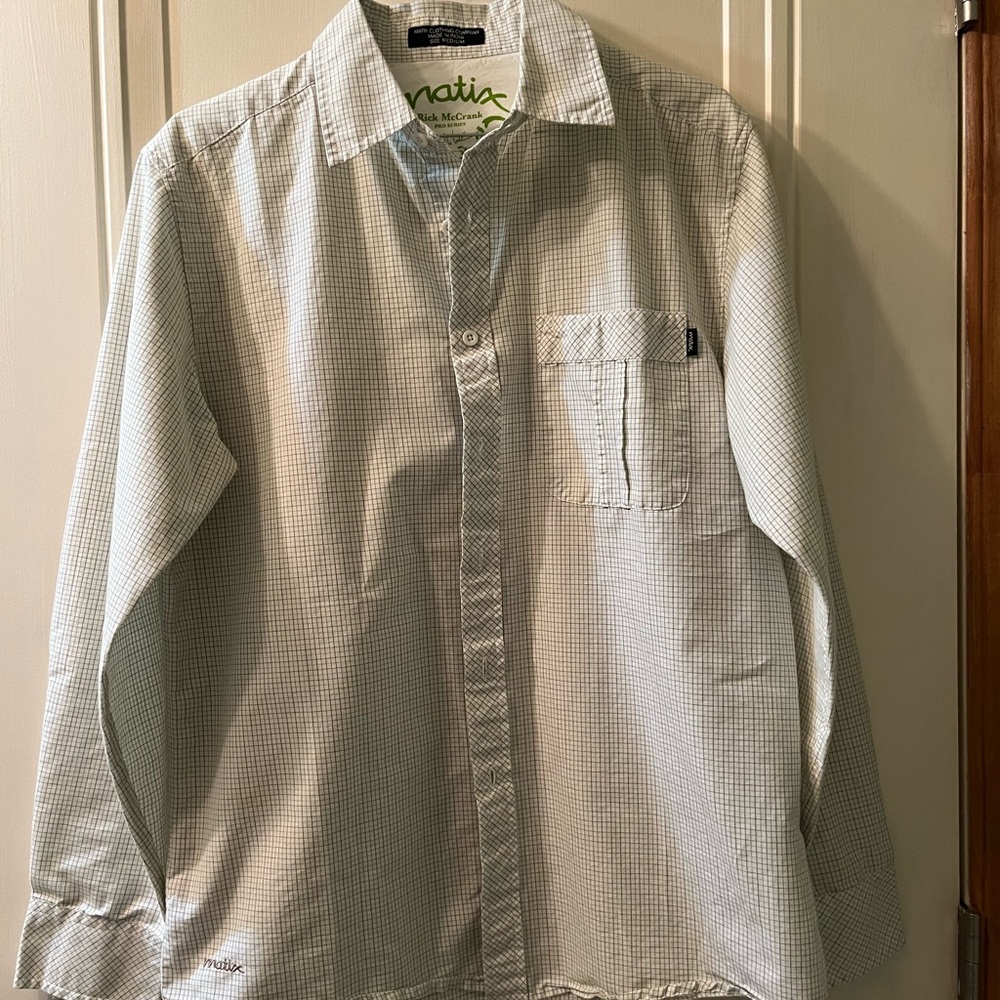 Matix Men's Light Green Plaid Button Down Shirt Rick McCrank Pro Series